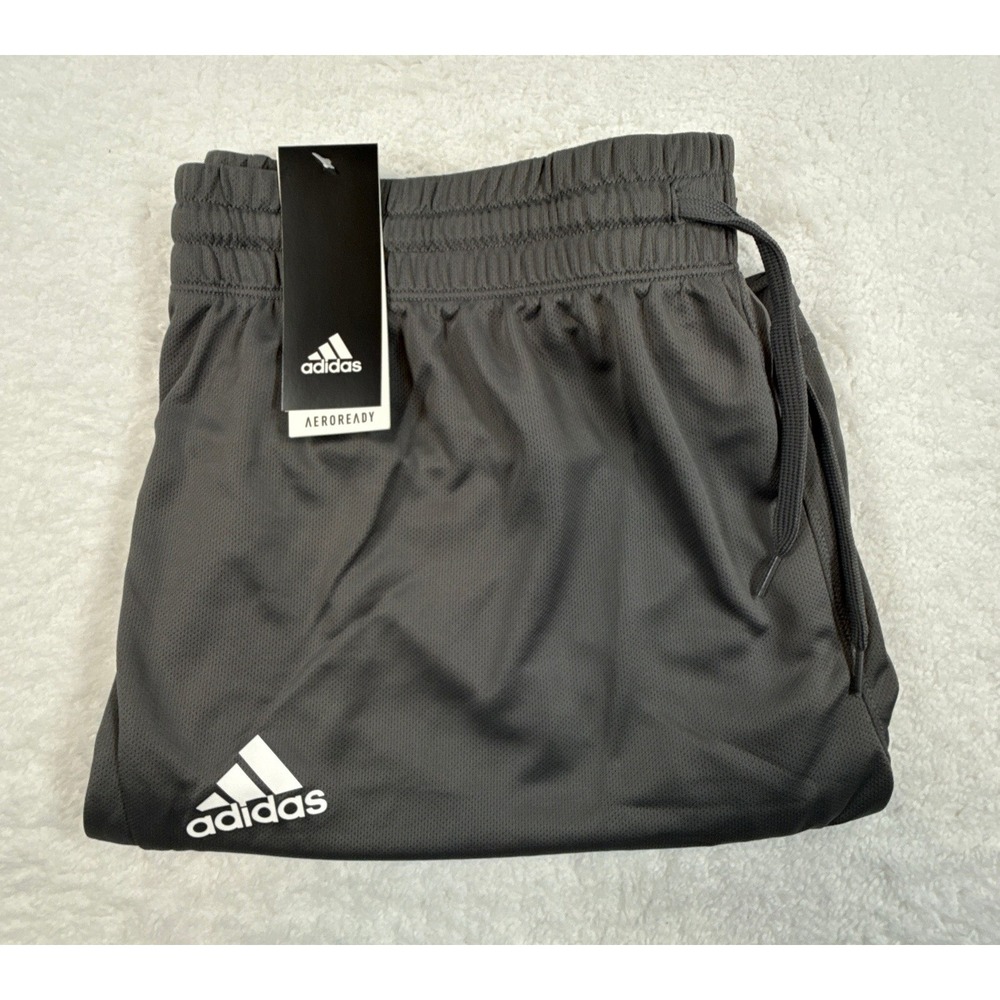 Adidas 3 Stripe Shorts Mens XL Gray White Aeroready Athletic NWT